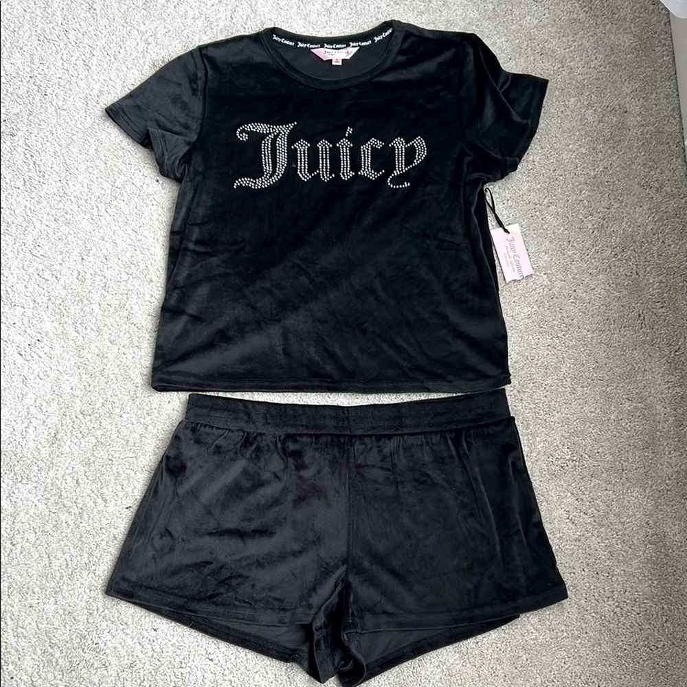 Juicy Couture Black Velour Sleepwear Set